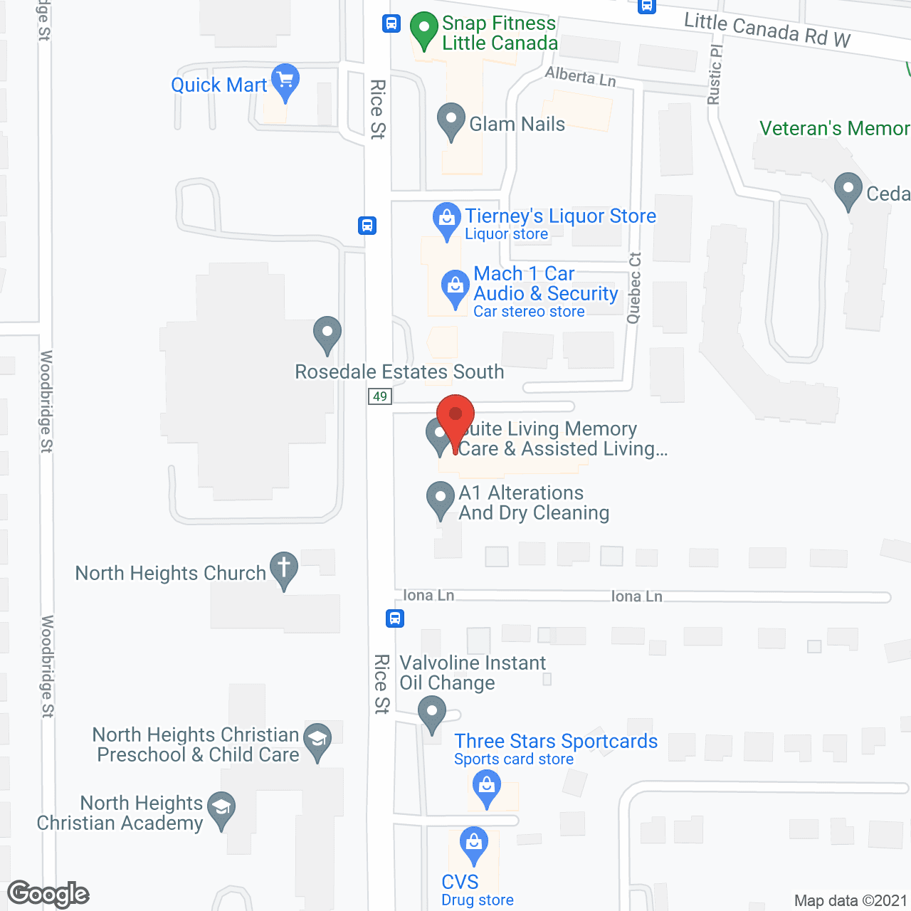 Map of the neighborhood around Suite Living - Little Canada
