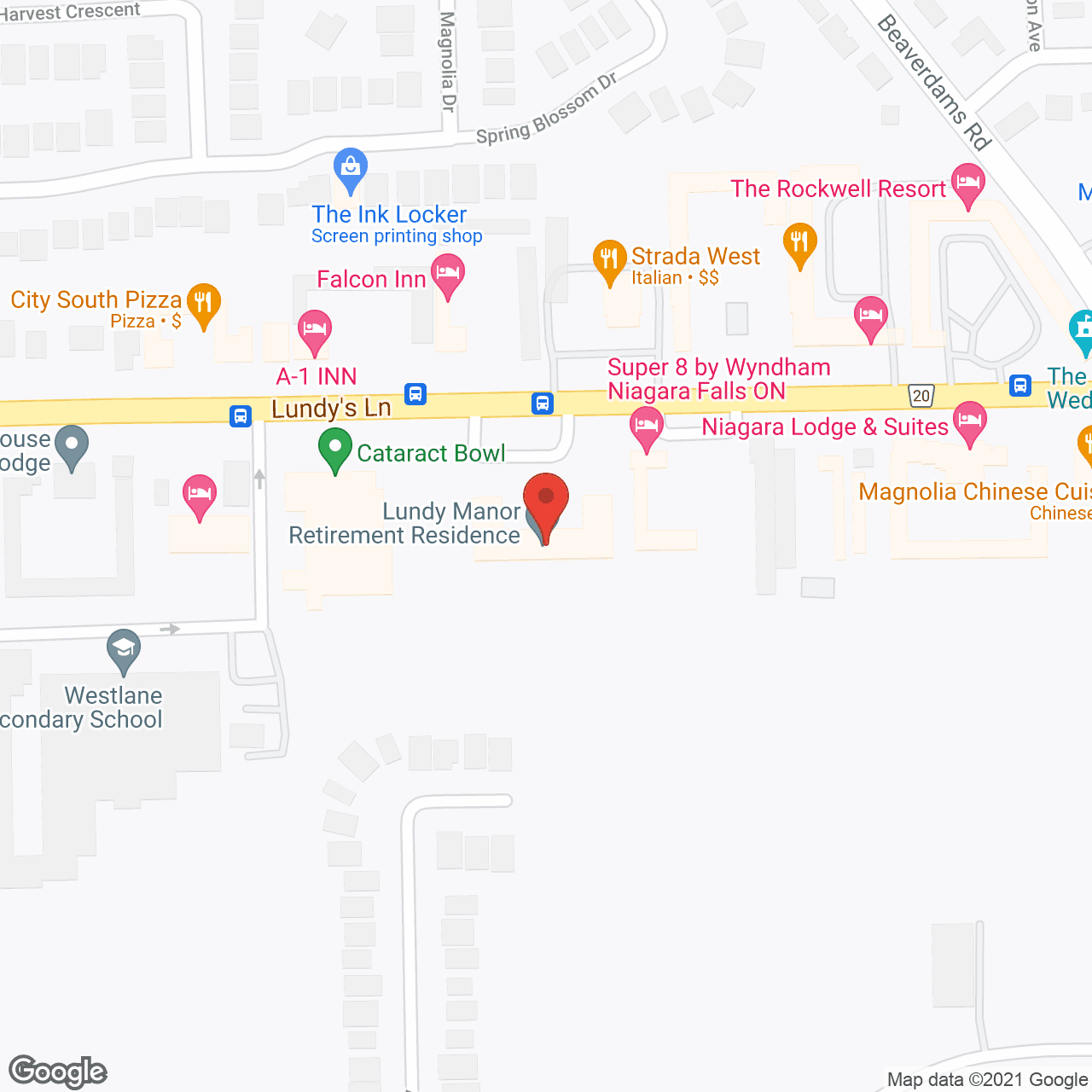 Map of the neighborhood around Lundy Manor