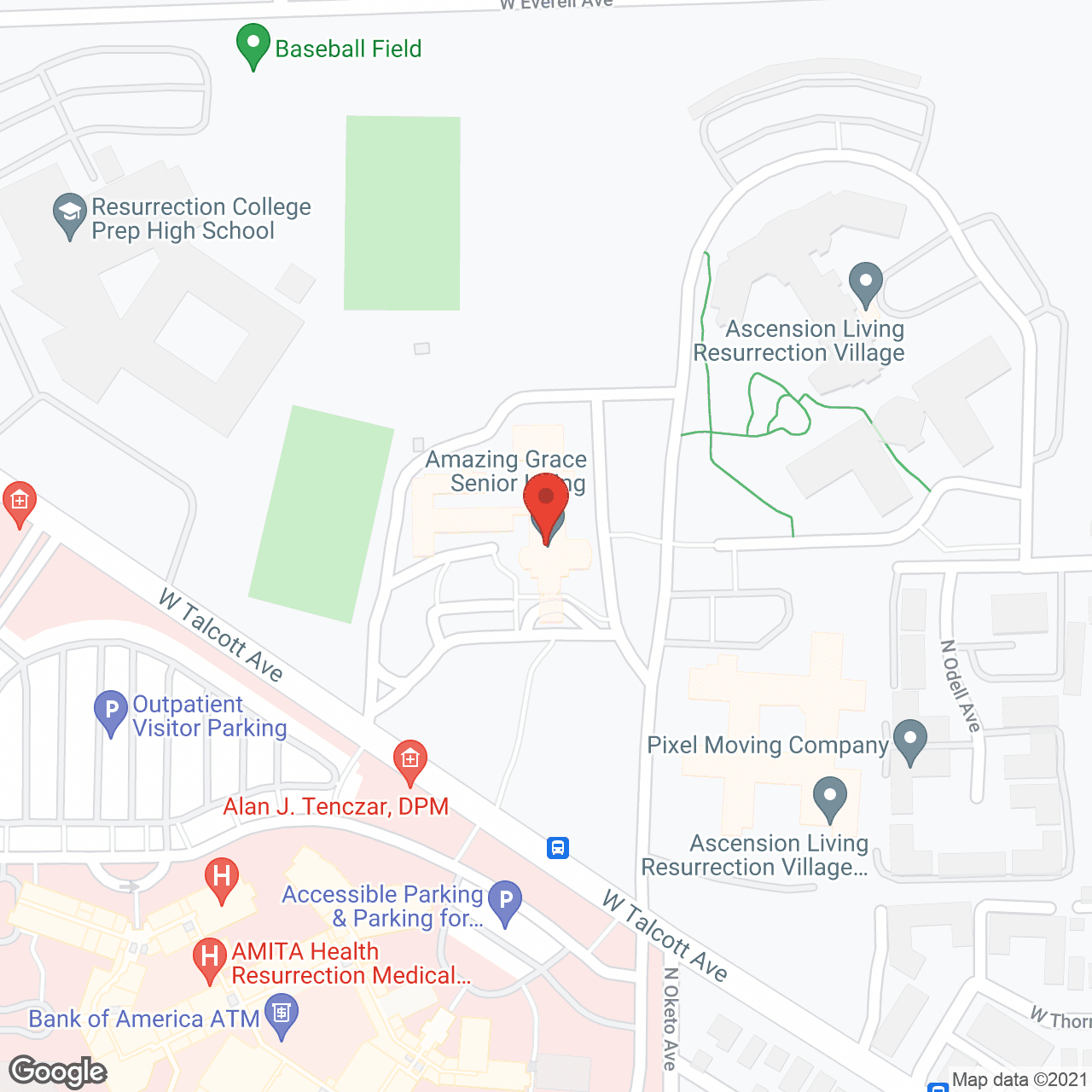 Map of the neighborhood around Amazing Grace Senior Living