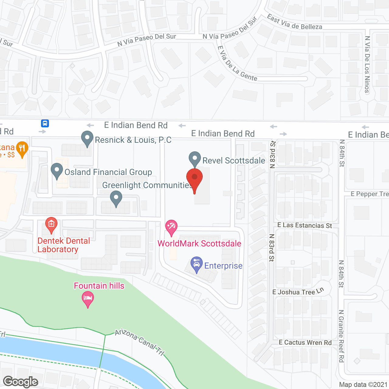 Map of the neighborhood around Revel Scottsdale
