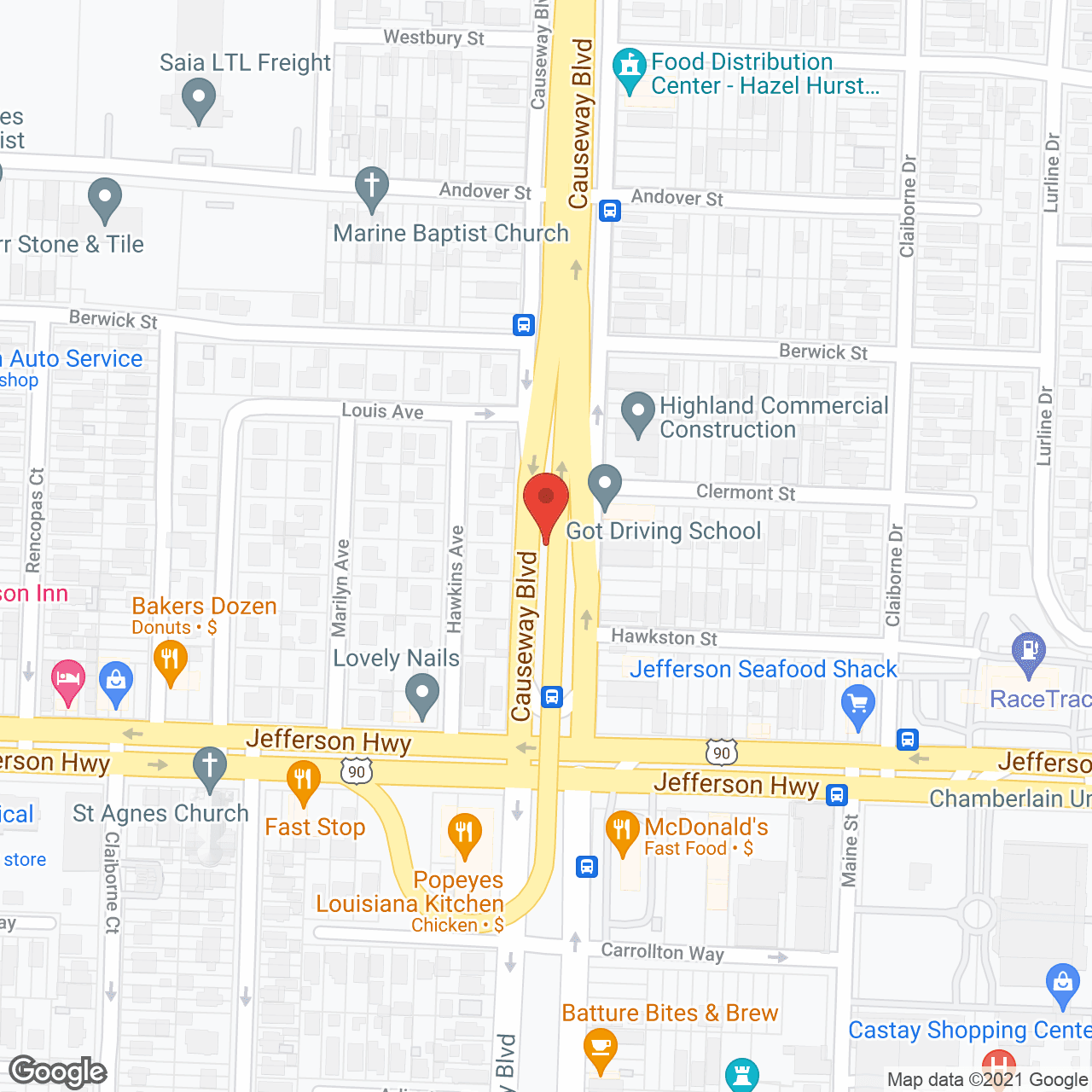 Map of the neighborhood around The Jefferson