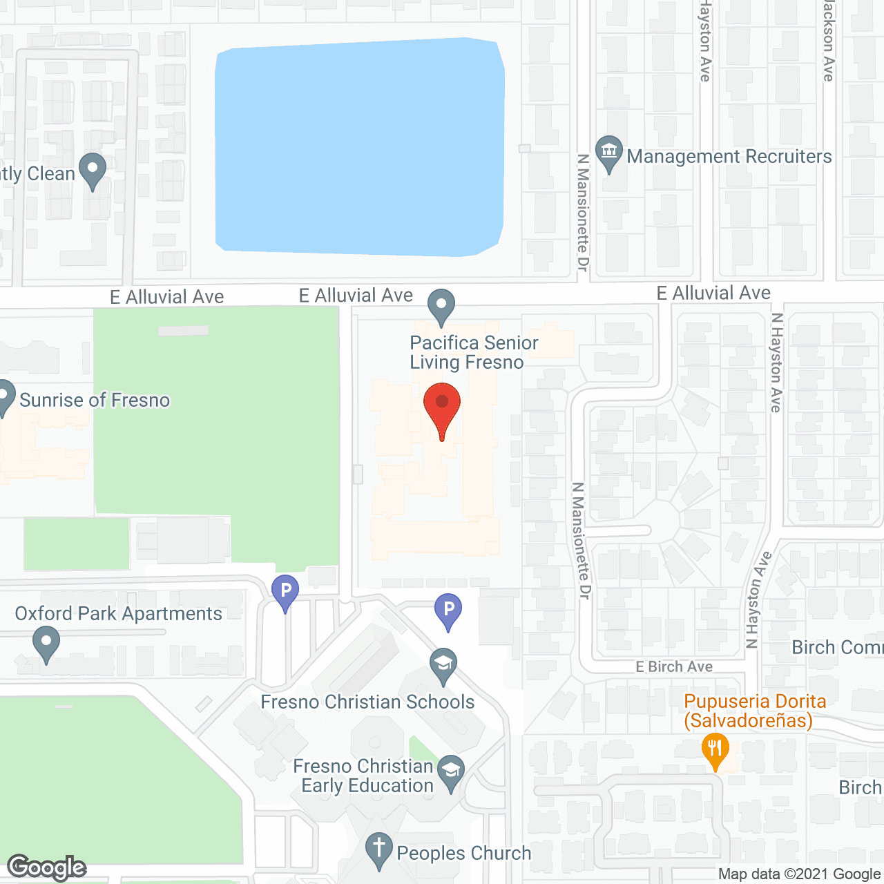 Map of the neighborhood around Pacifica Senior Living Fresno