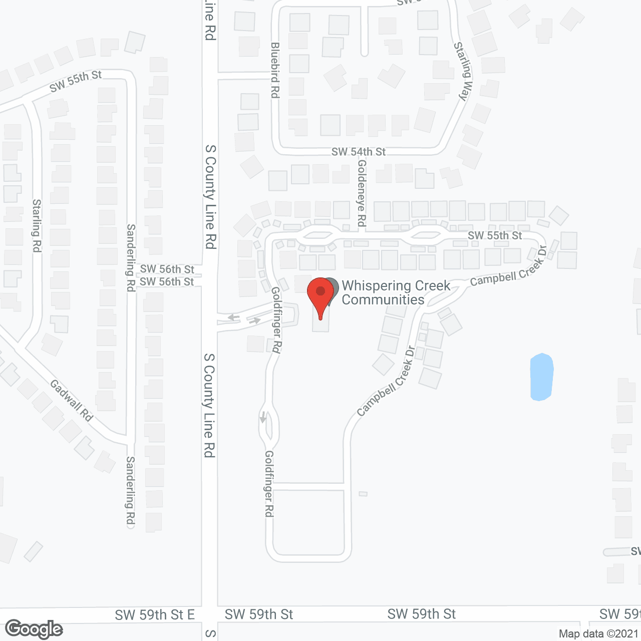 Map of the neighborhood around Whispering Creek