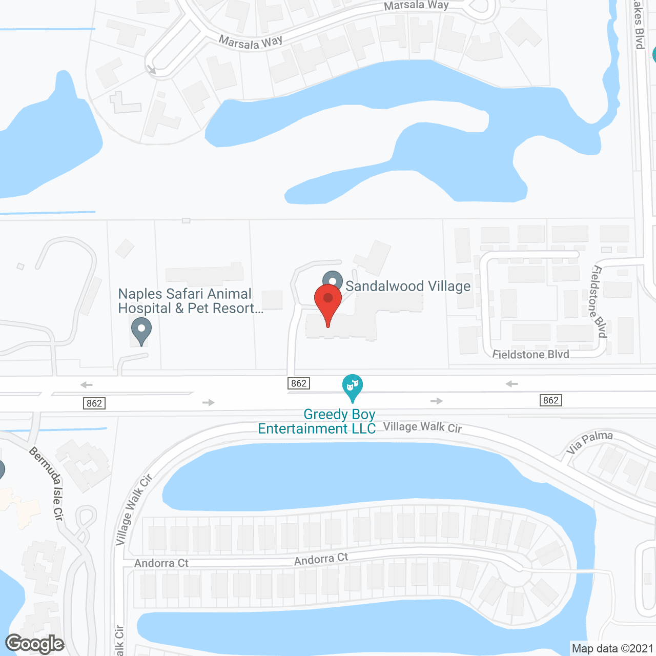 Map of the neighborhood around Sandalwood Village
