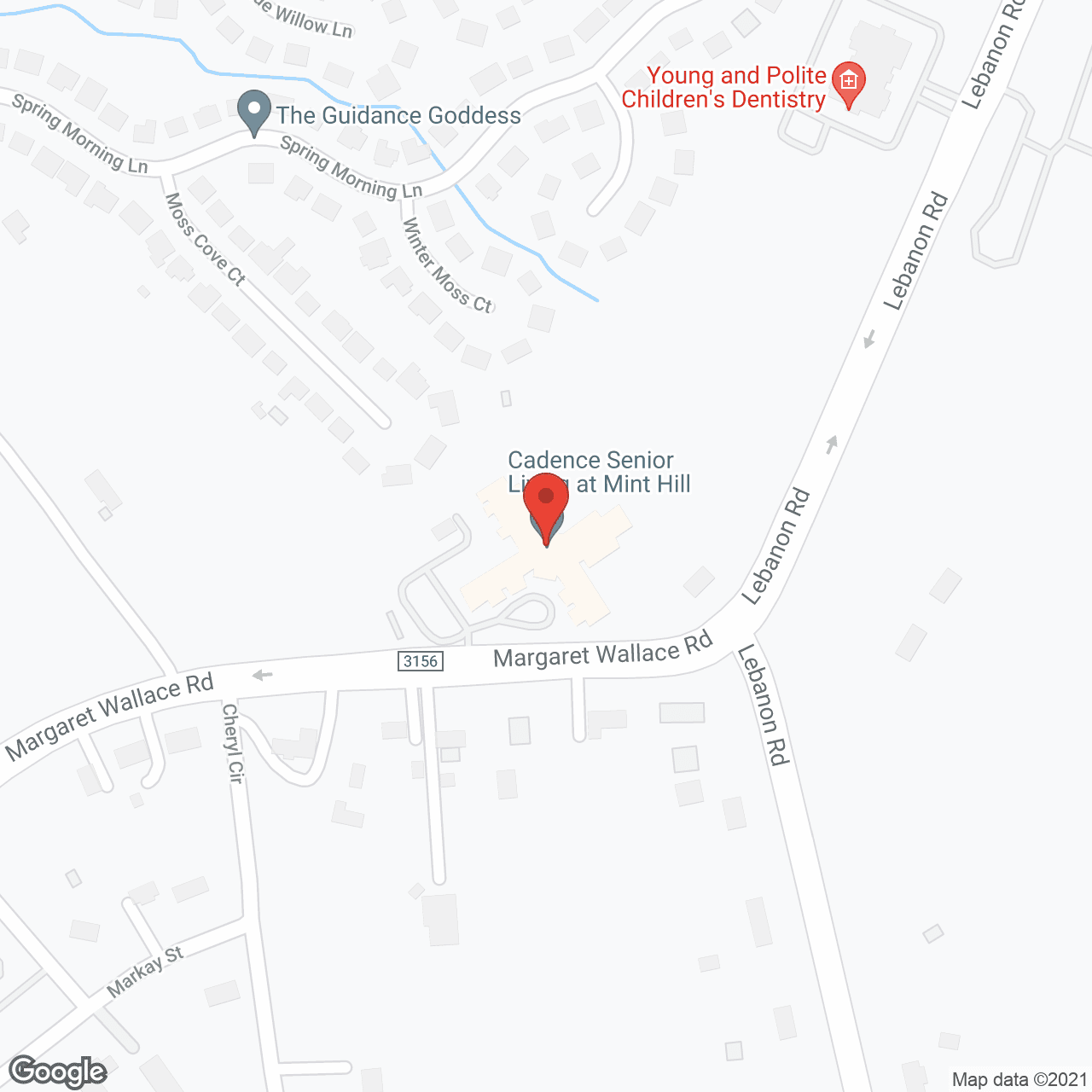 Map of the neighborhood around Cadence at Mint Hill by Cogir