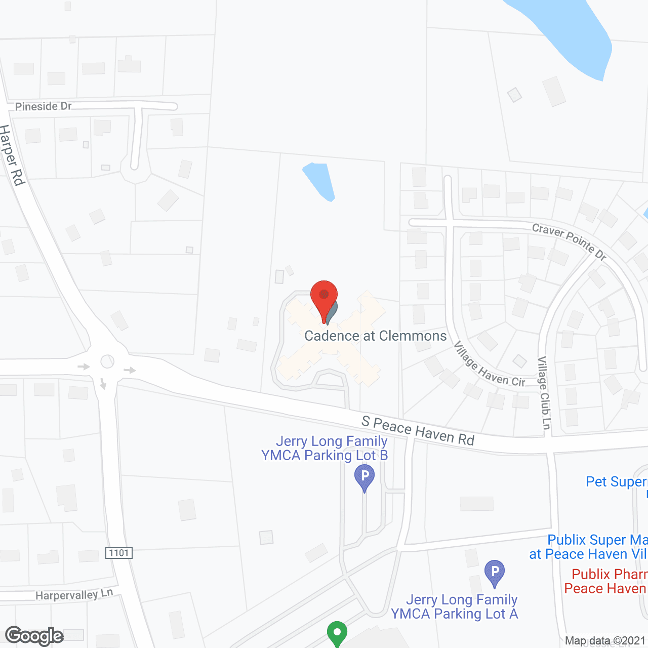 Map of the neighborhood around Cadence at Clemmons by Cogir