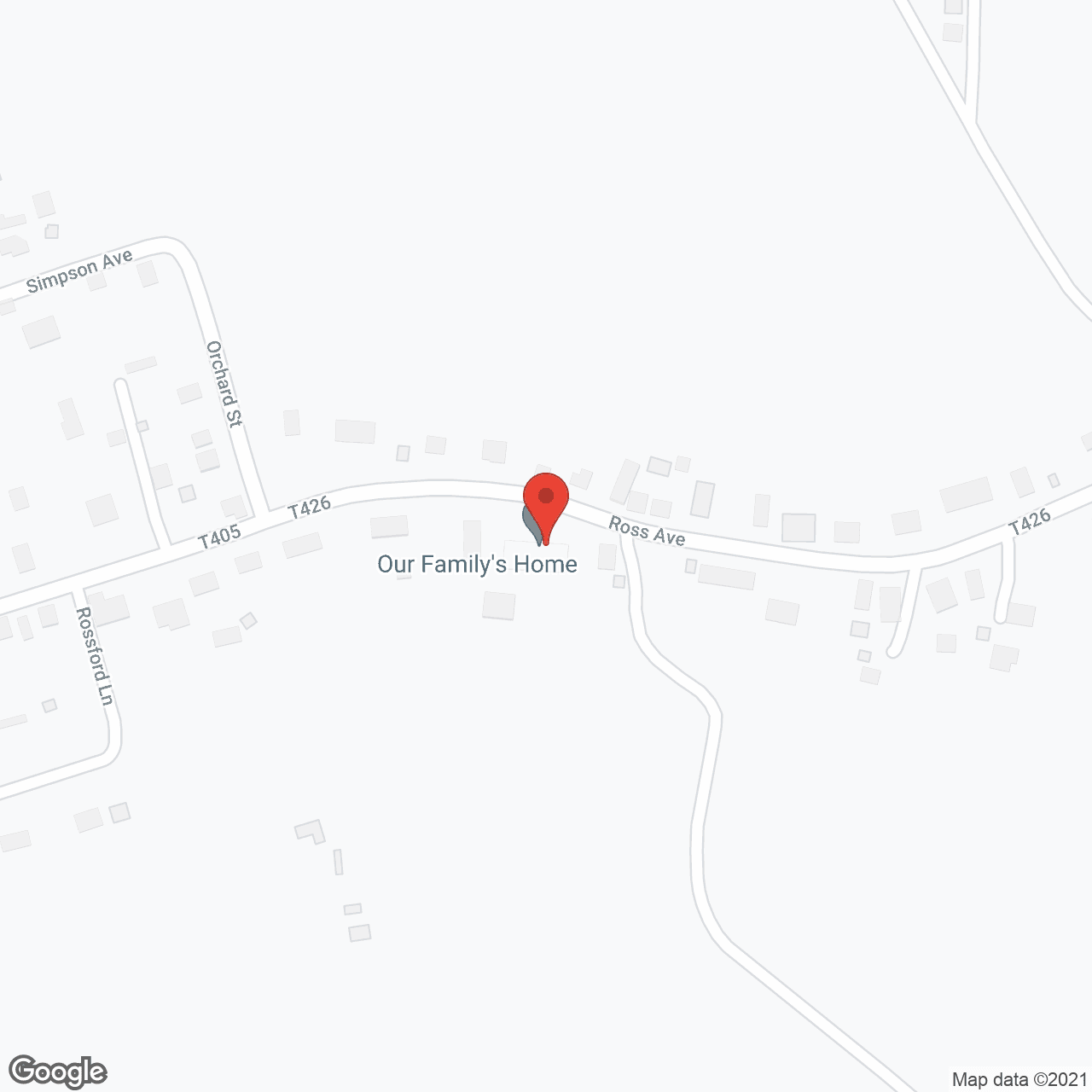 Map of the neighborhood around Our Family Home