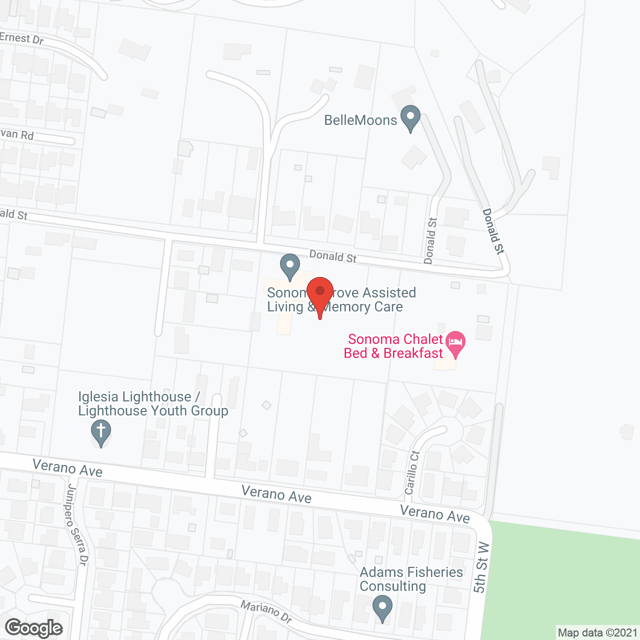 Map of the neighborhood around Sonoma Grove