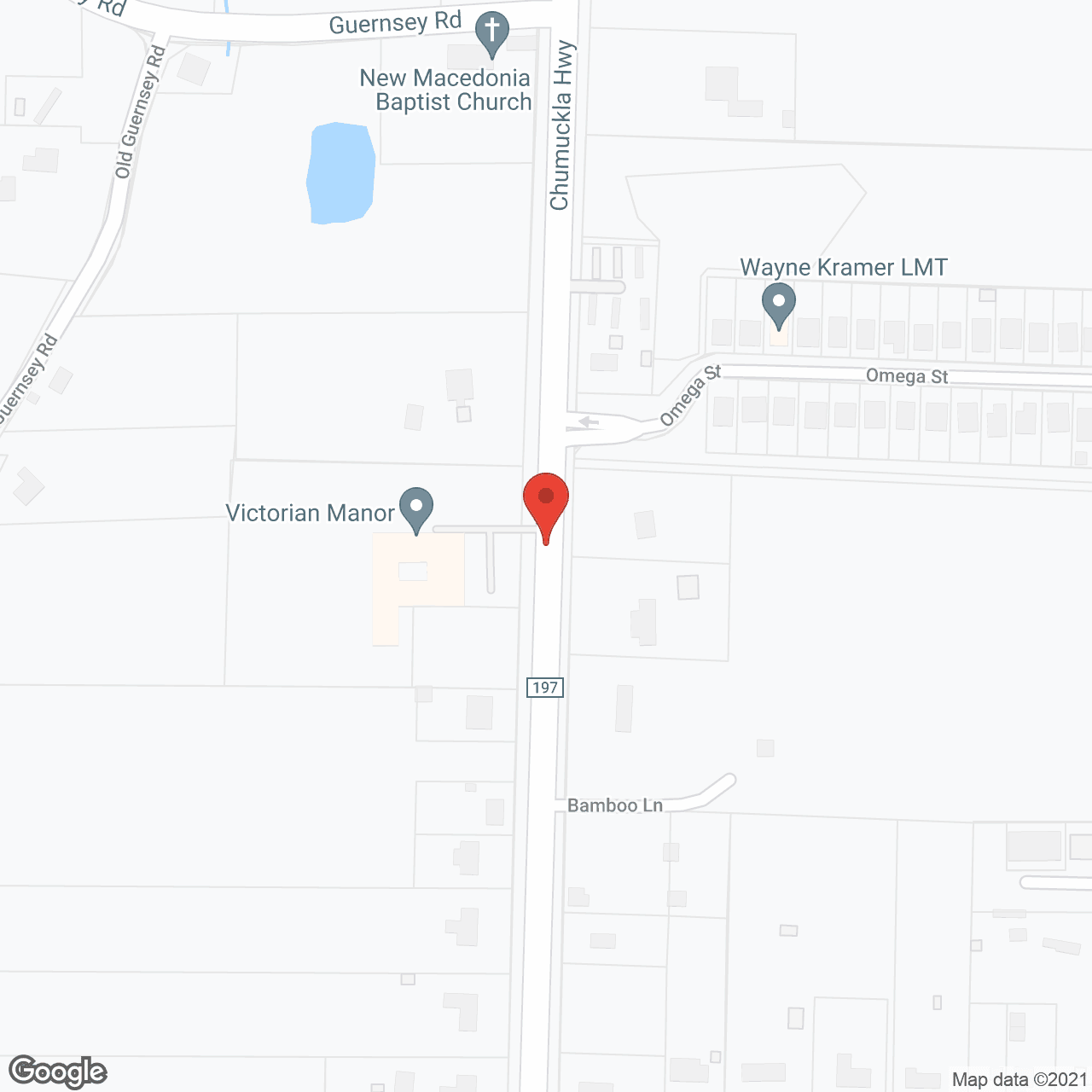 Map of the neighborhood around Victorian Manor