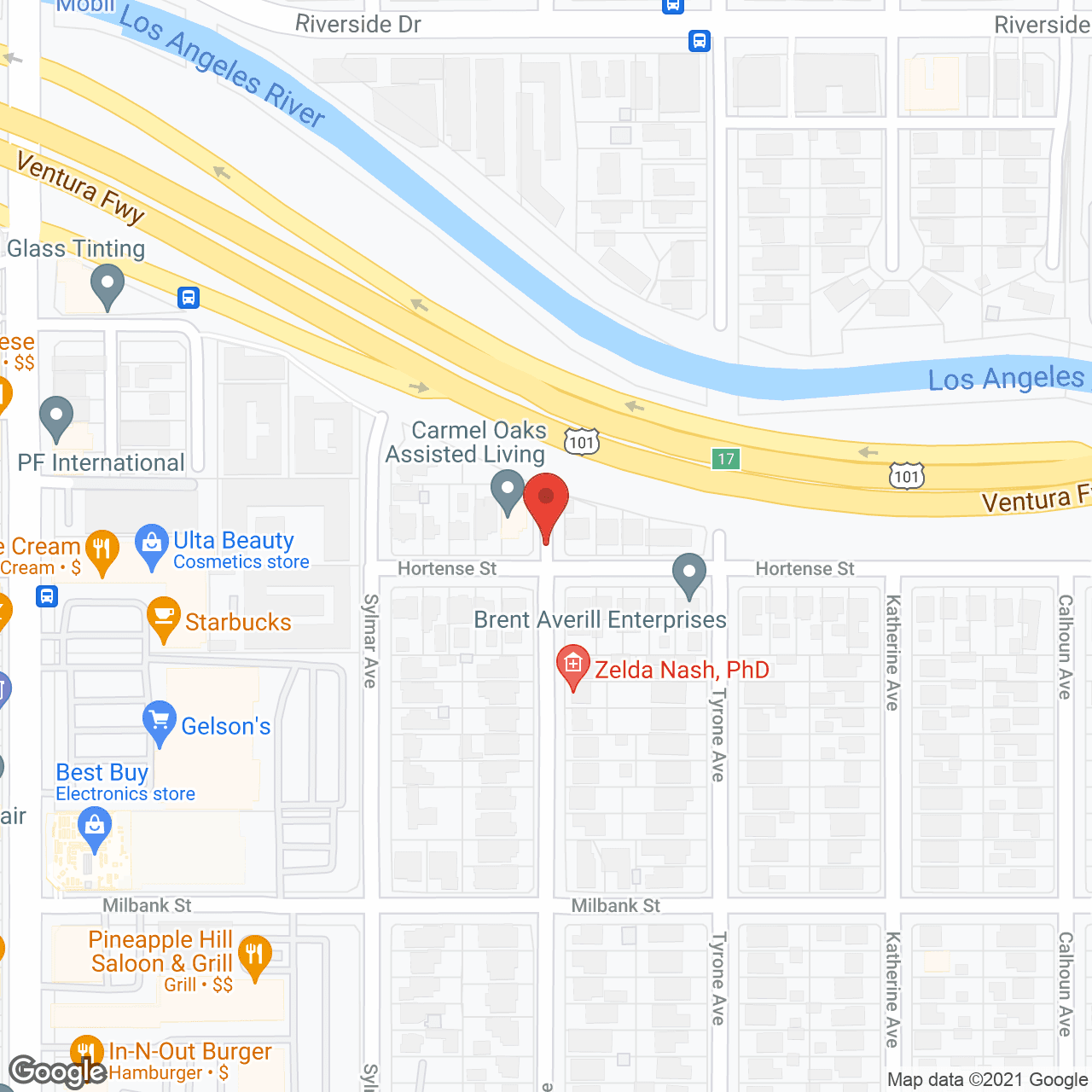 Map of the neighborhood around Carmel Oaks Assisted Living