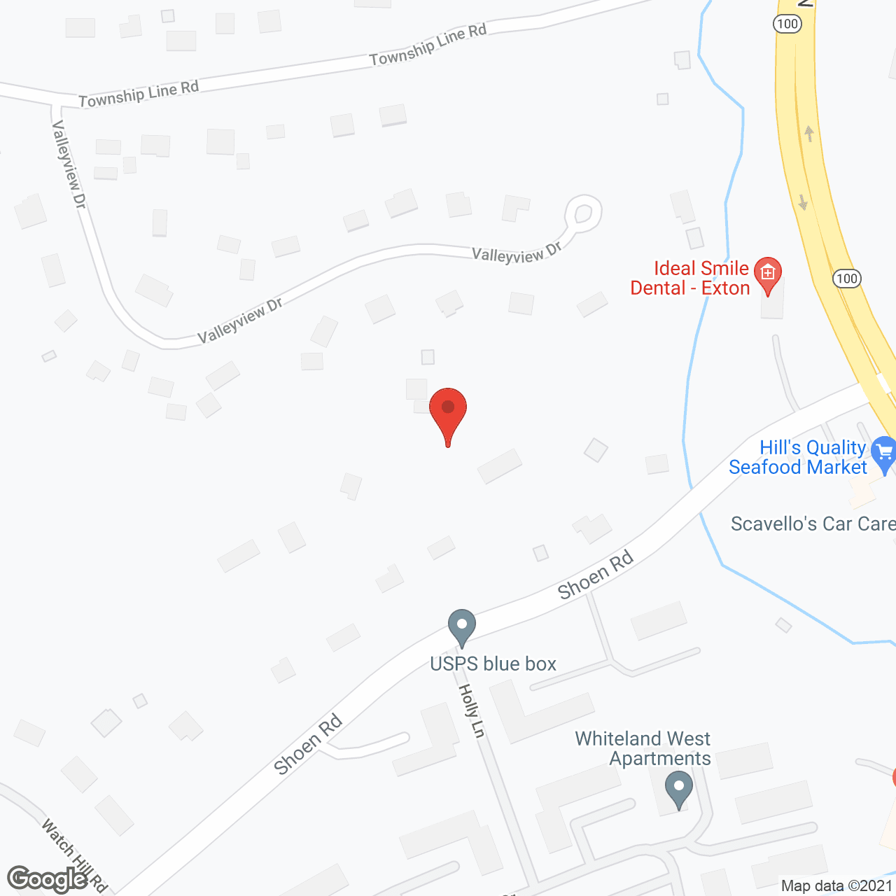 Map of the neighborhood around Arbor Terrace Exton