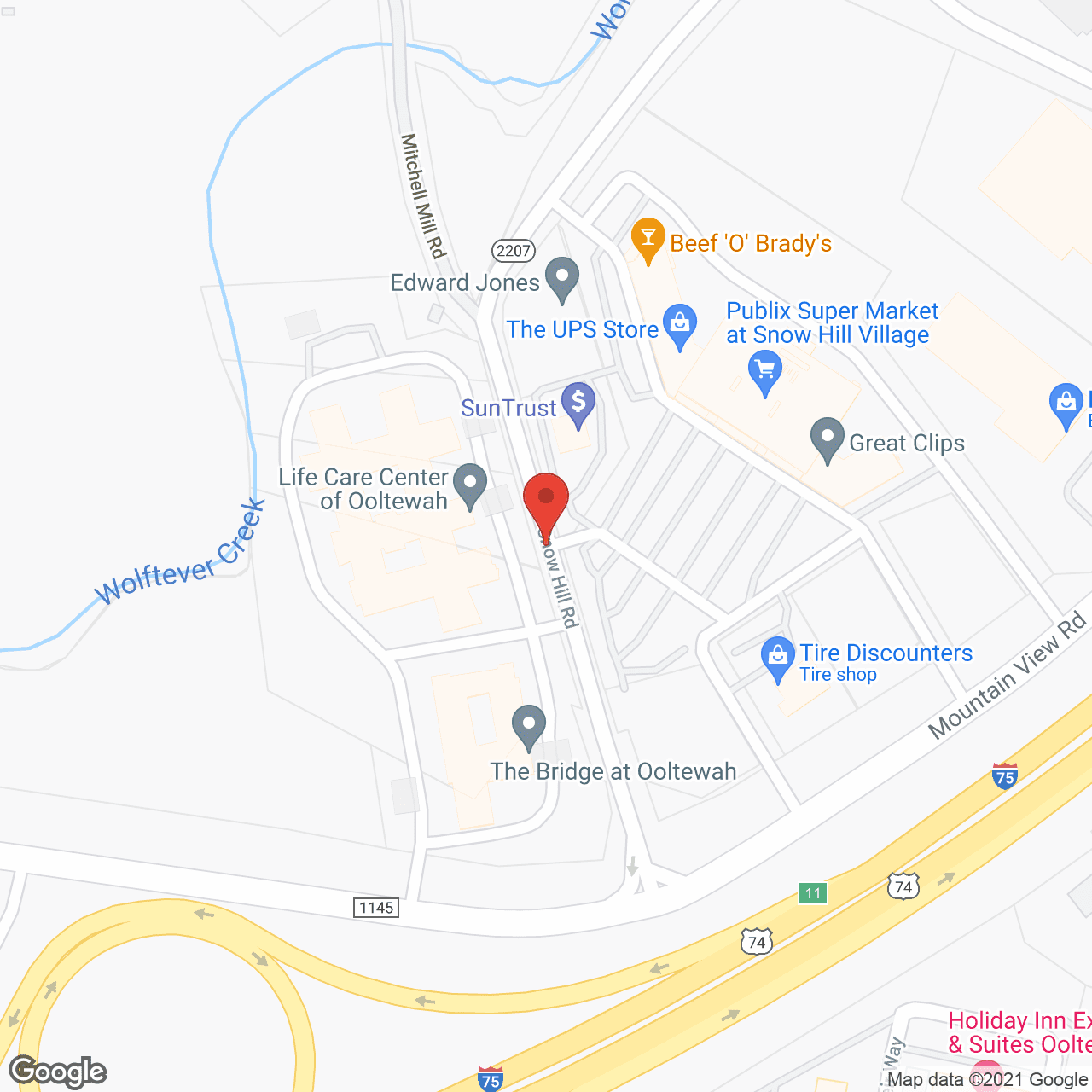 Map of the neighborhood around The Bridge at Ooltewah