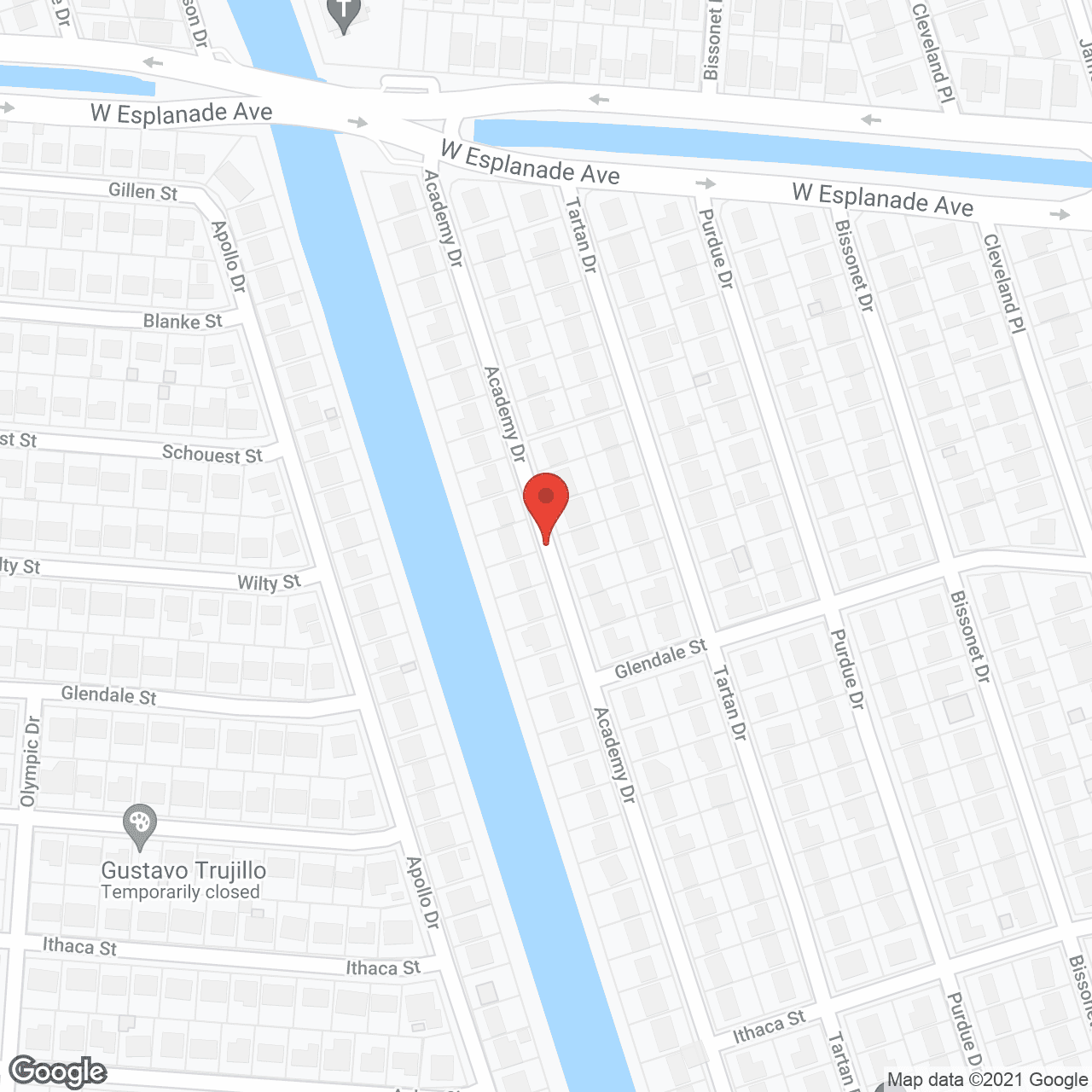 Map of the neighborhood around Academy House