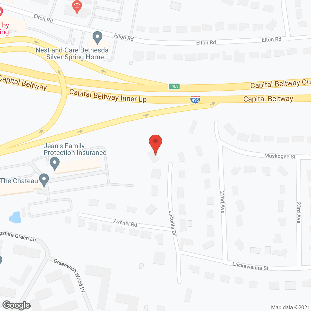 Map of the neighborhood around Bryan Ridge Senior Center, LLC