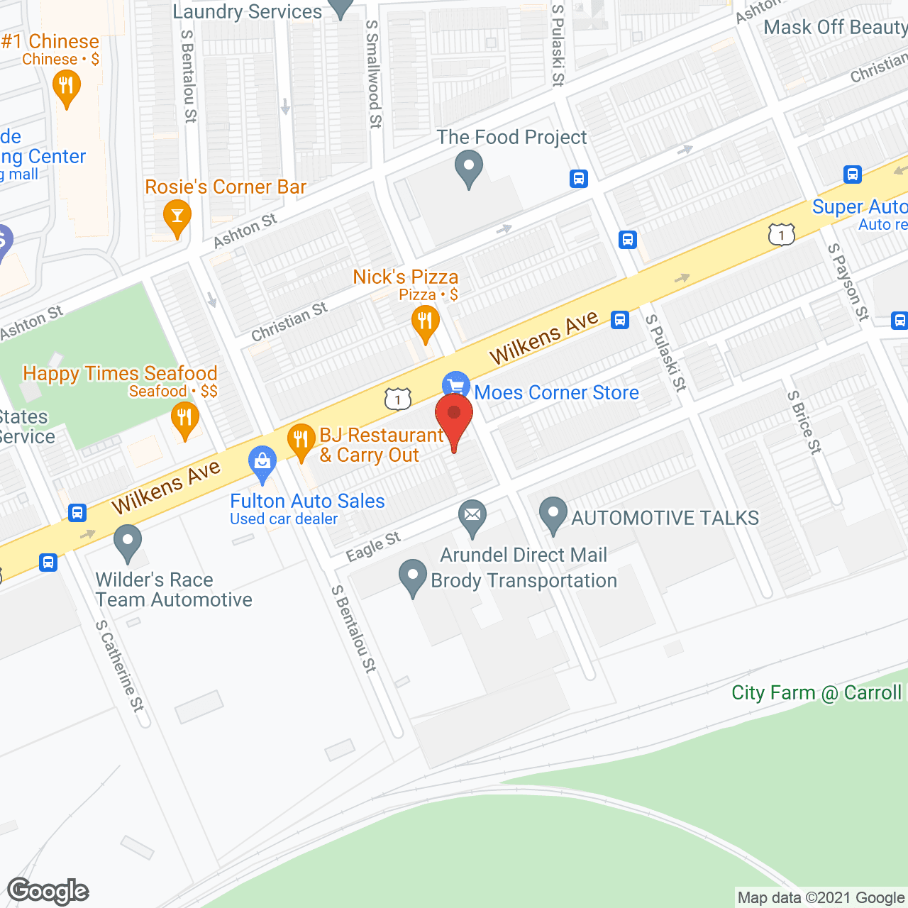 Map of the neighborhood around Caring Hands AMDC of Greater Baltimore