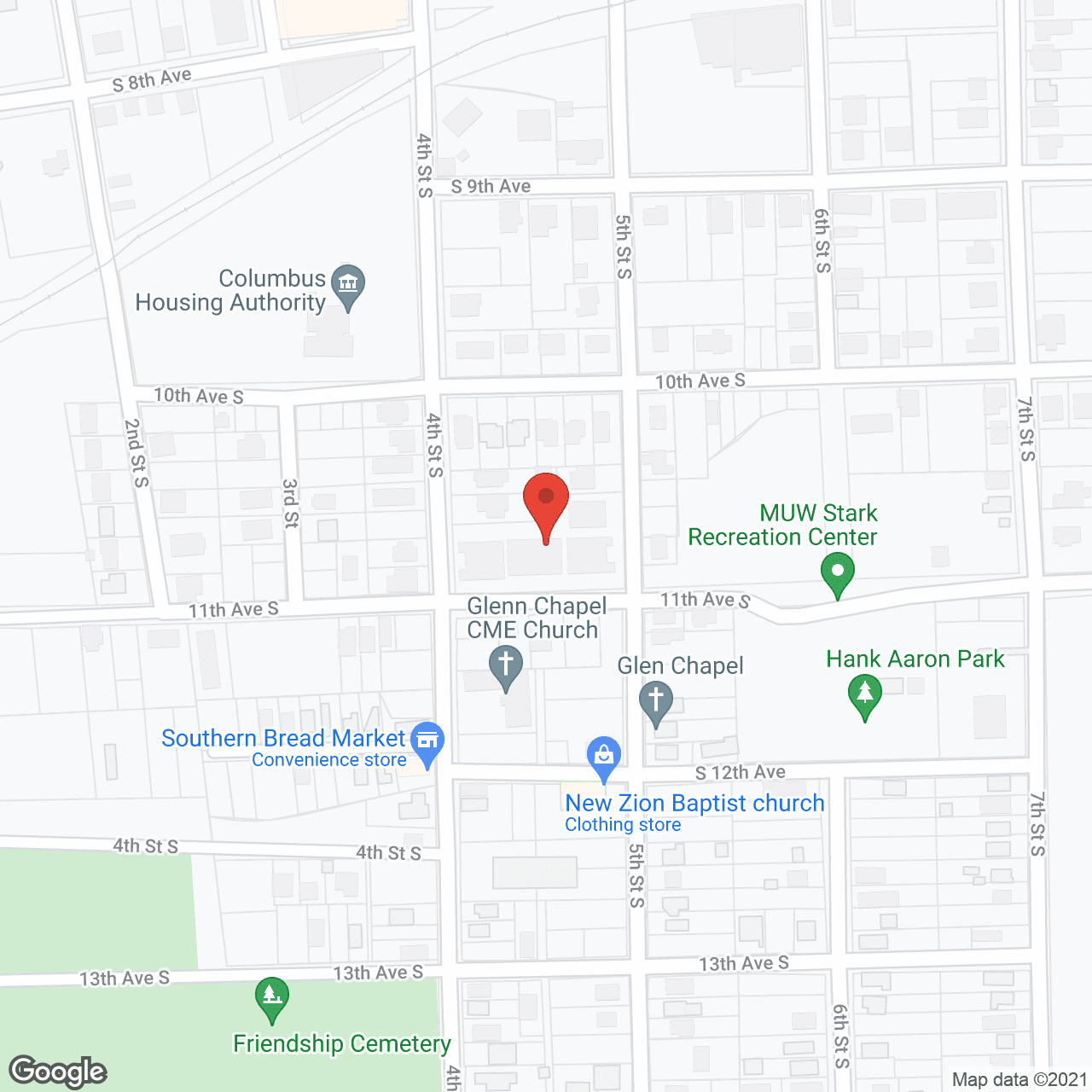 Map of the neighborhood around Columbus Gardens