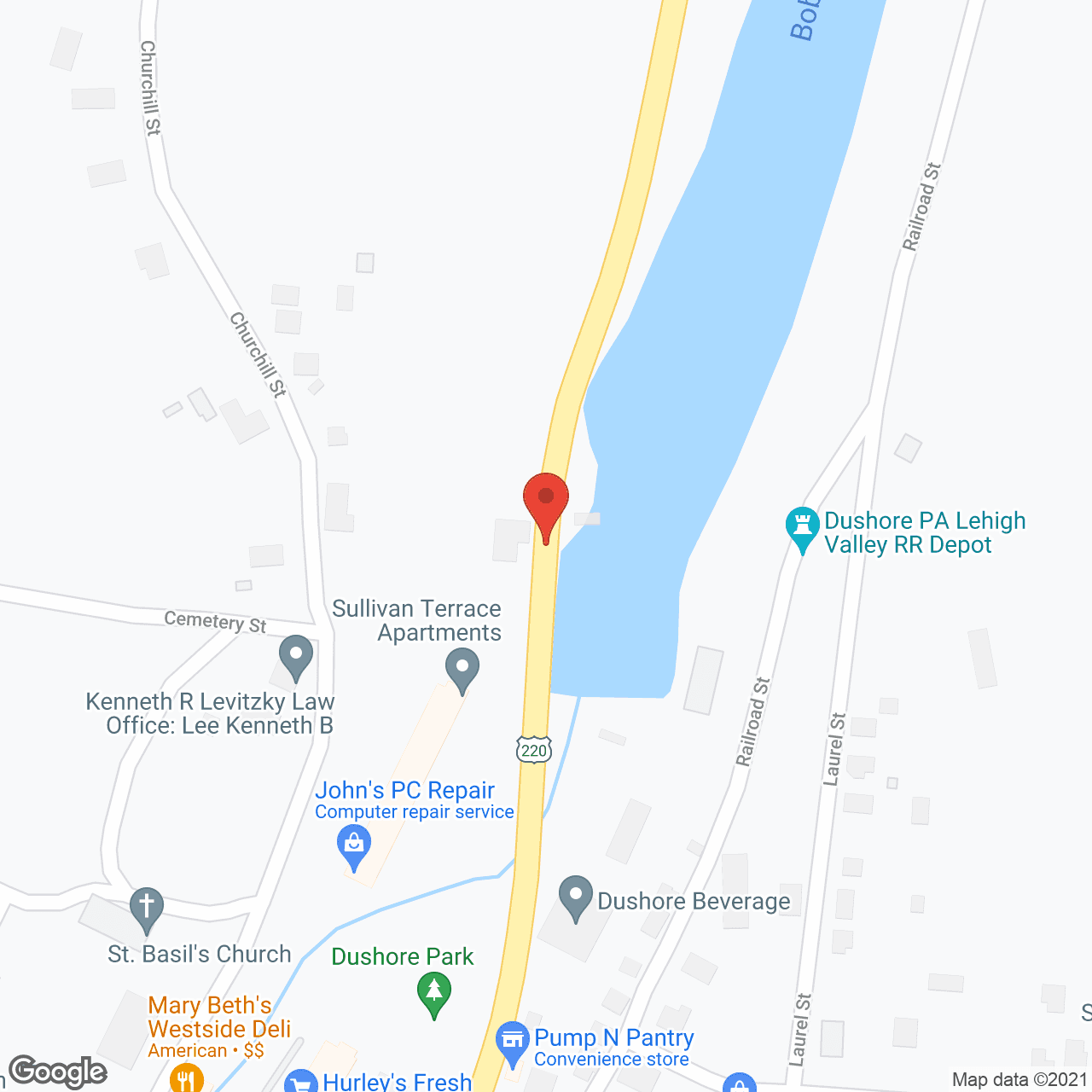 Map of the neighborhood around Sullivan Terrace