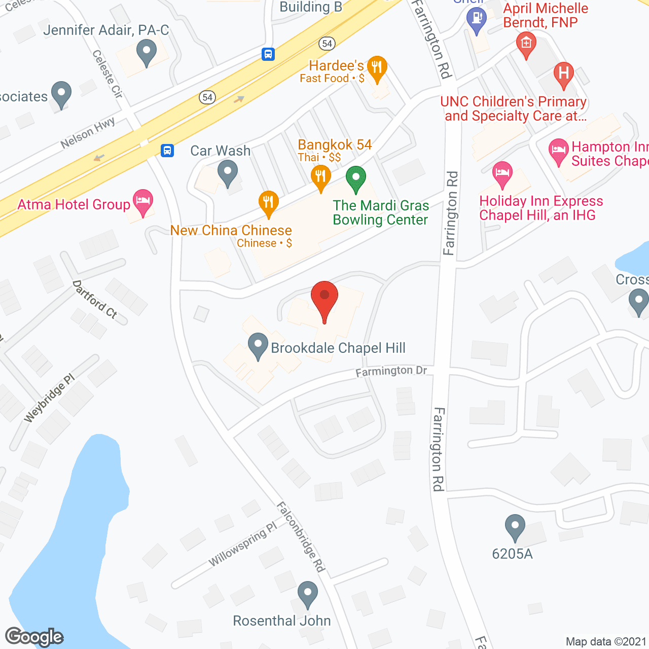 Map of the neighborhood around Brookdale Chapel Hill
