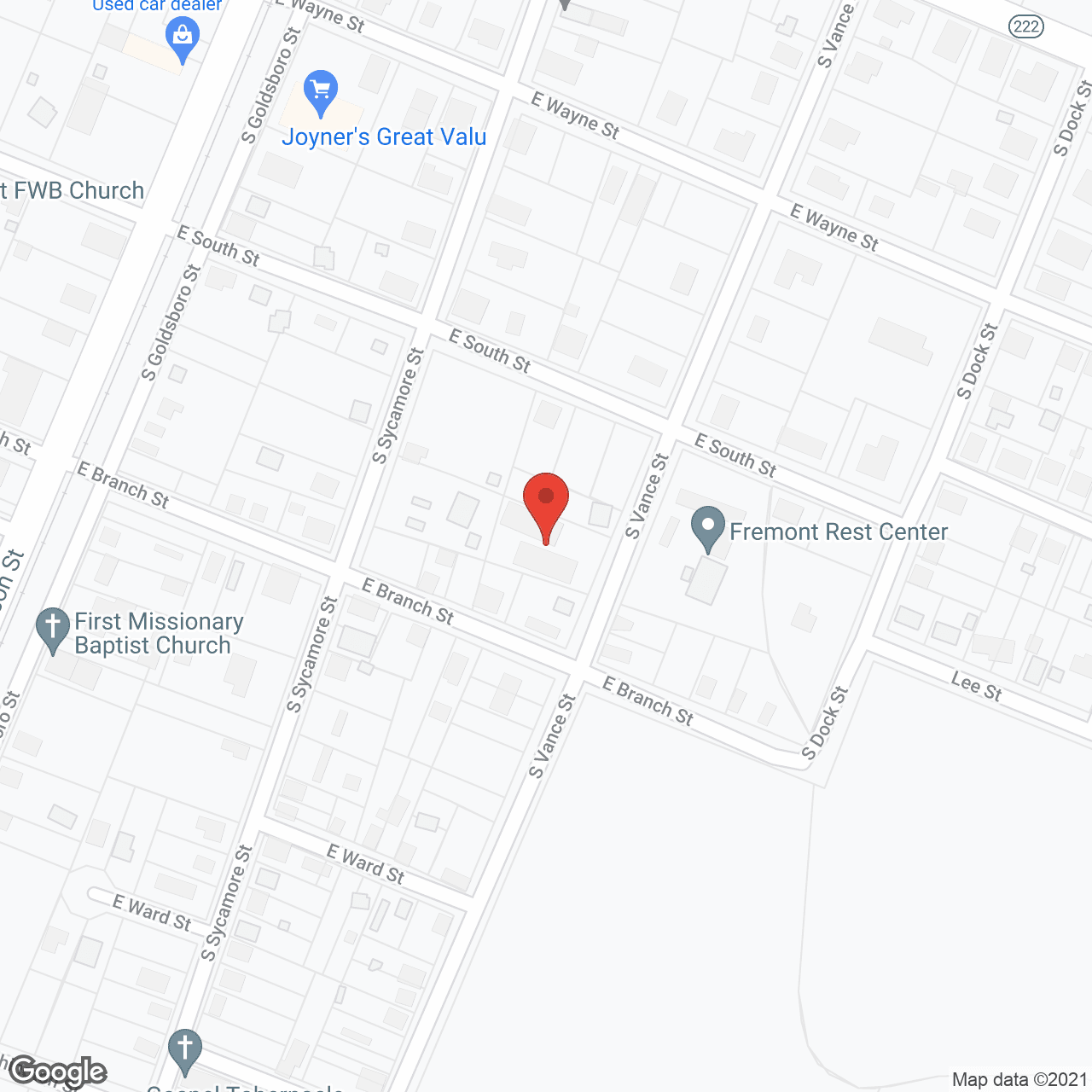 Map of the neighborhood around Wayne County Rest Villa