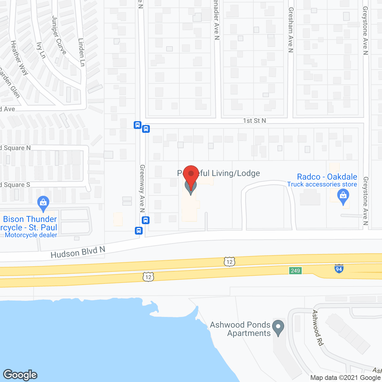 Map of the neighborhood around Peaceful Lodge