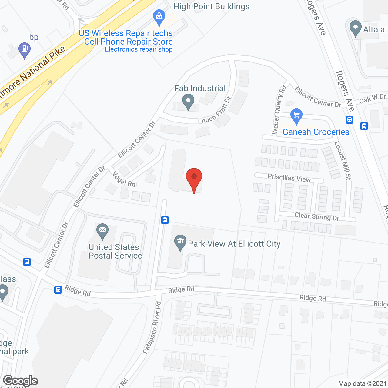 Map of the neighborhood around Park View at Ellicott City I