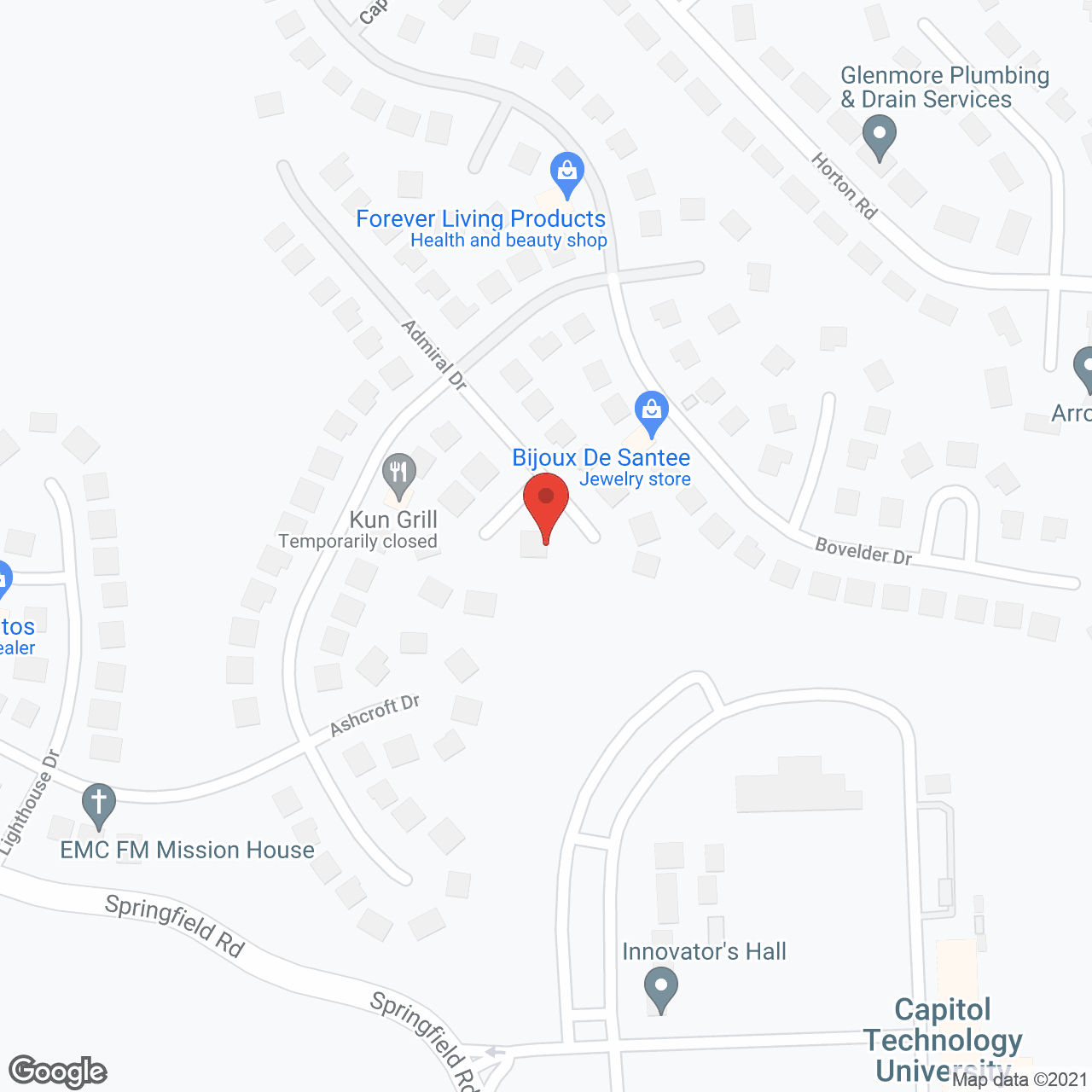 Map of the neighborhood around Sunny Shores