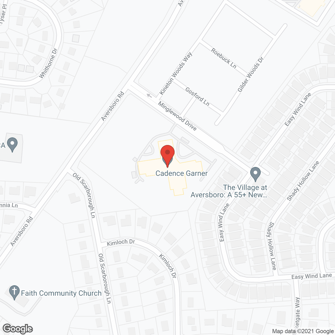 Map of the neighborhood around Cadence at Garner by Cogir