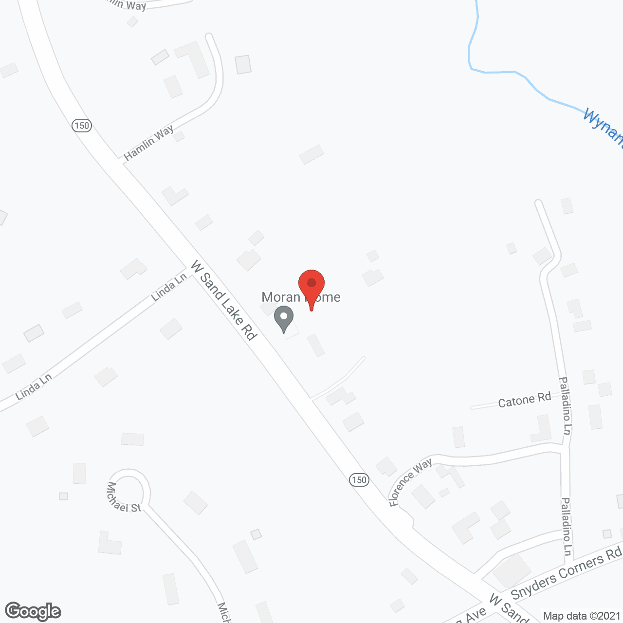Map of the neighborhood around The Moran Home