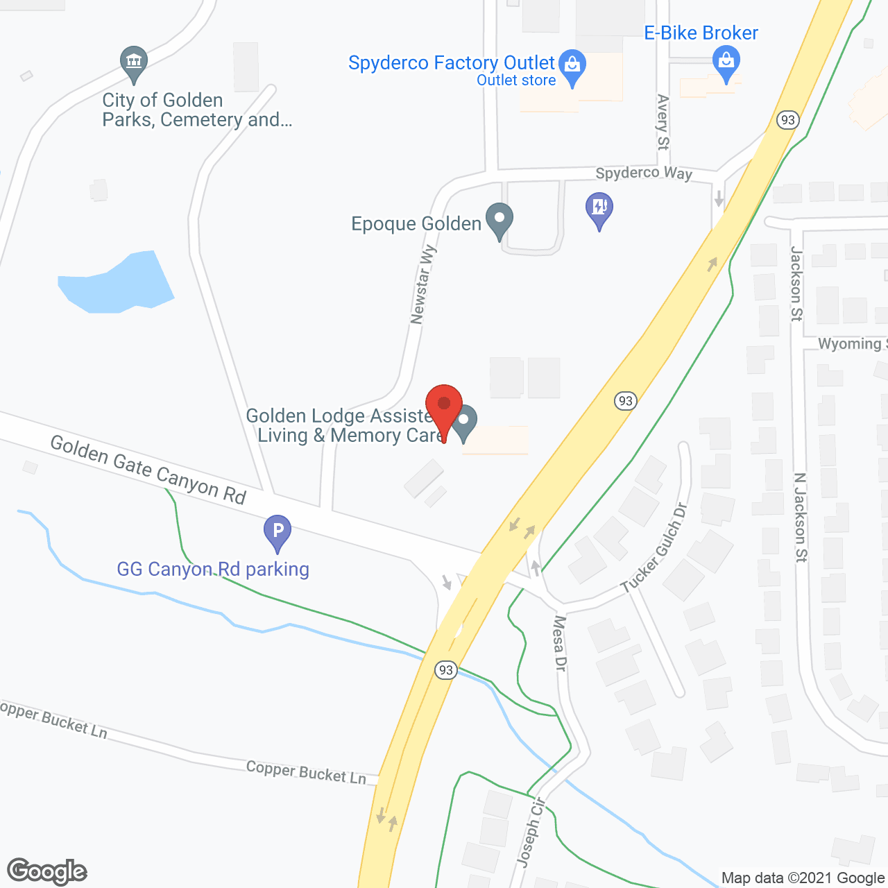 Map of the neighborhood around Golden Lodge Assisted Living