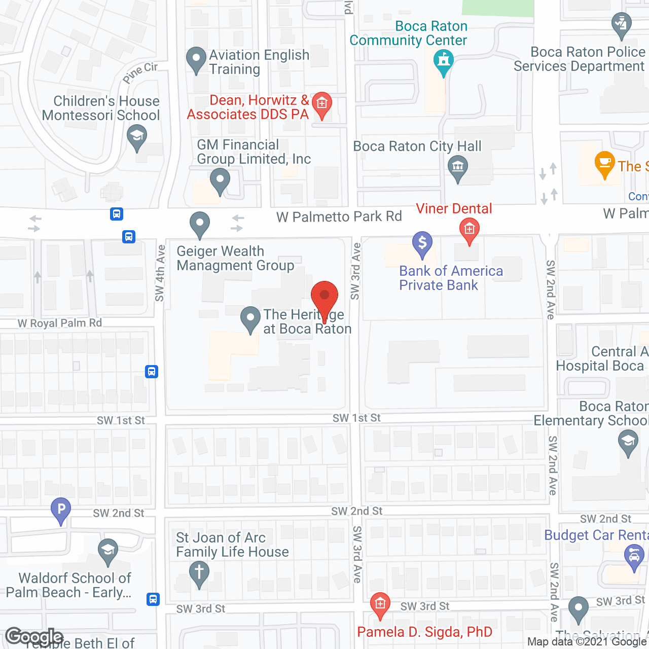 Map of the neighborhood around Upside East Boca