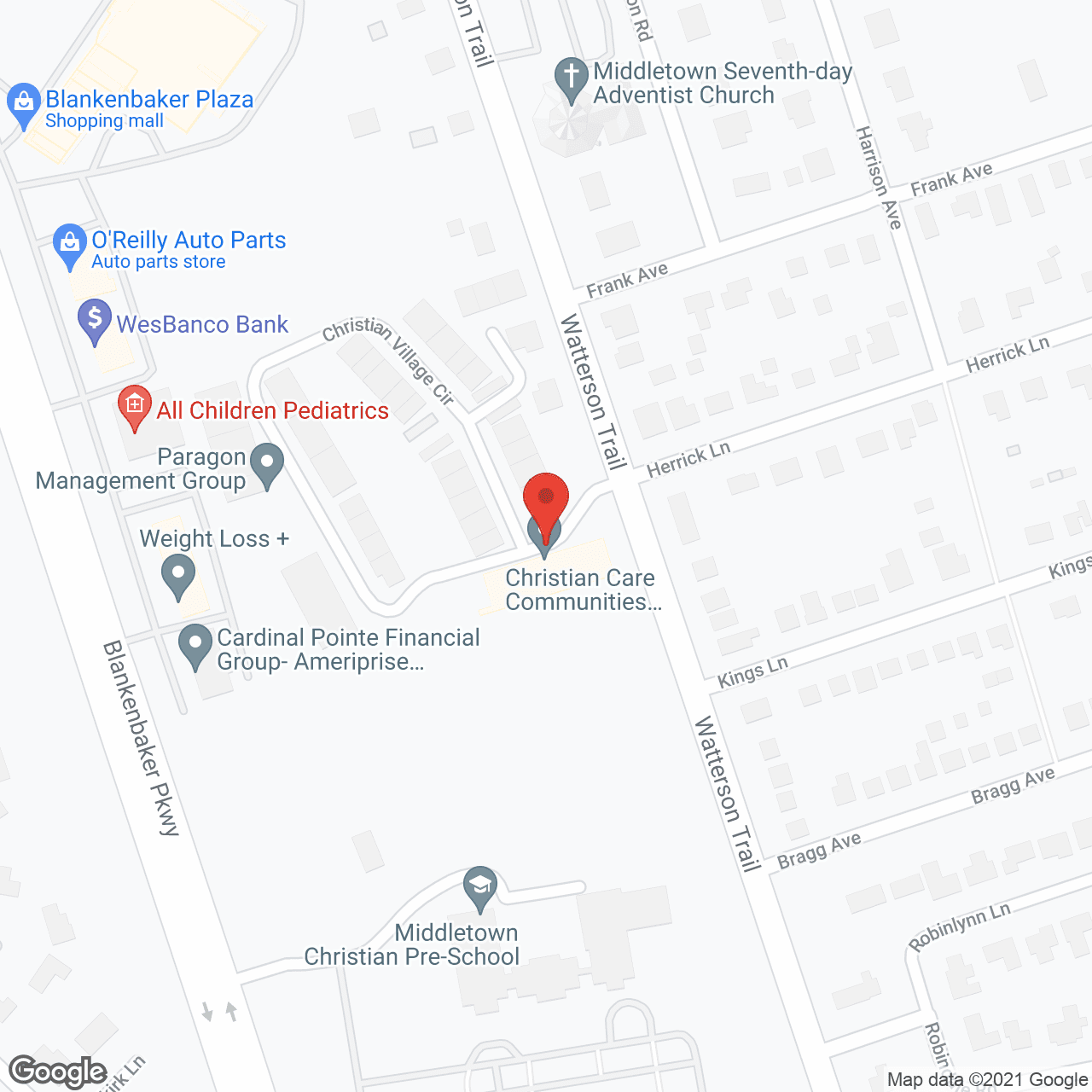 Map of the neighborhood around Christian Care Communities - Middletown