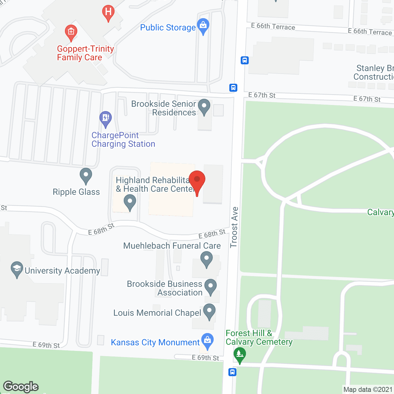 Map of the neighborhood around St. Anthony's Senior Living