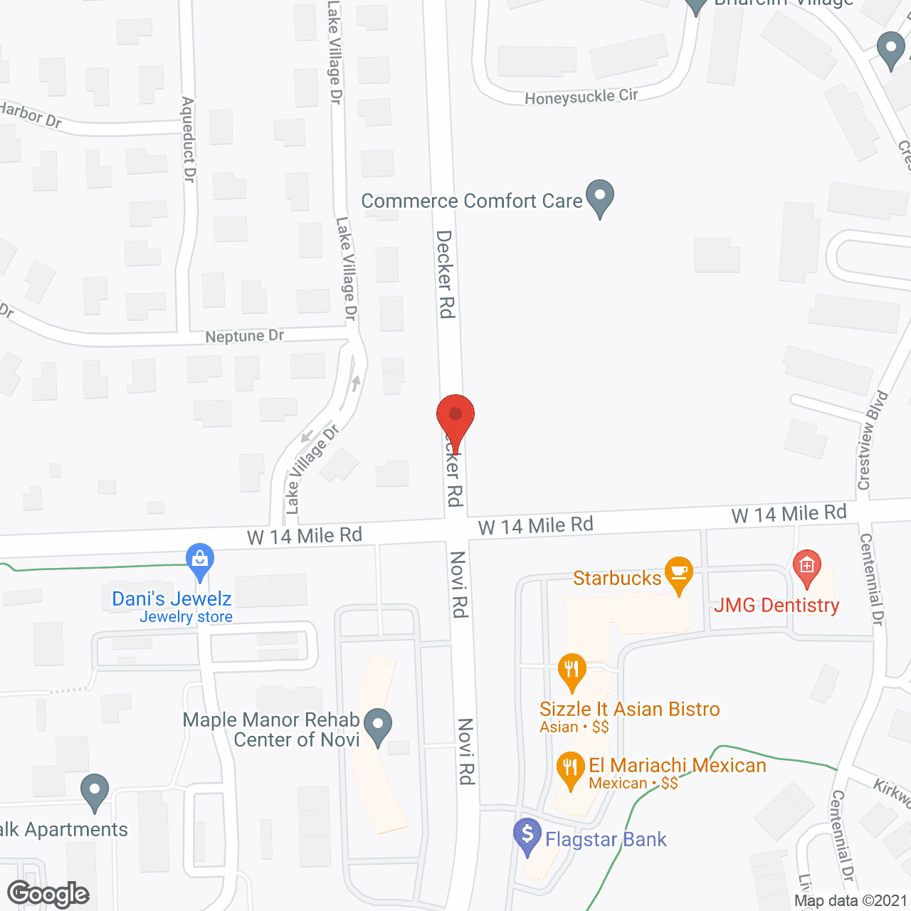 Map of the neighborhood around Hampton Manor of Commerce
