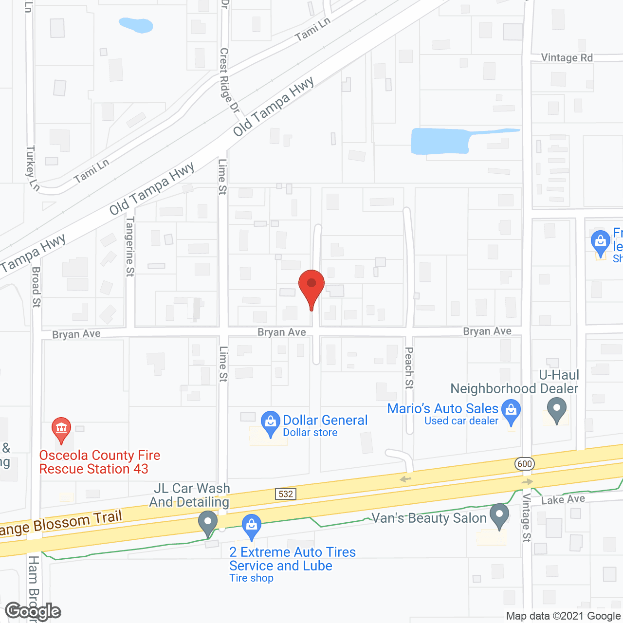 Map of the neighborhood around Aum Haven ALF