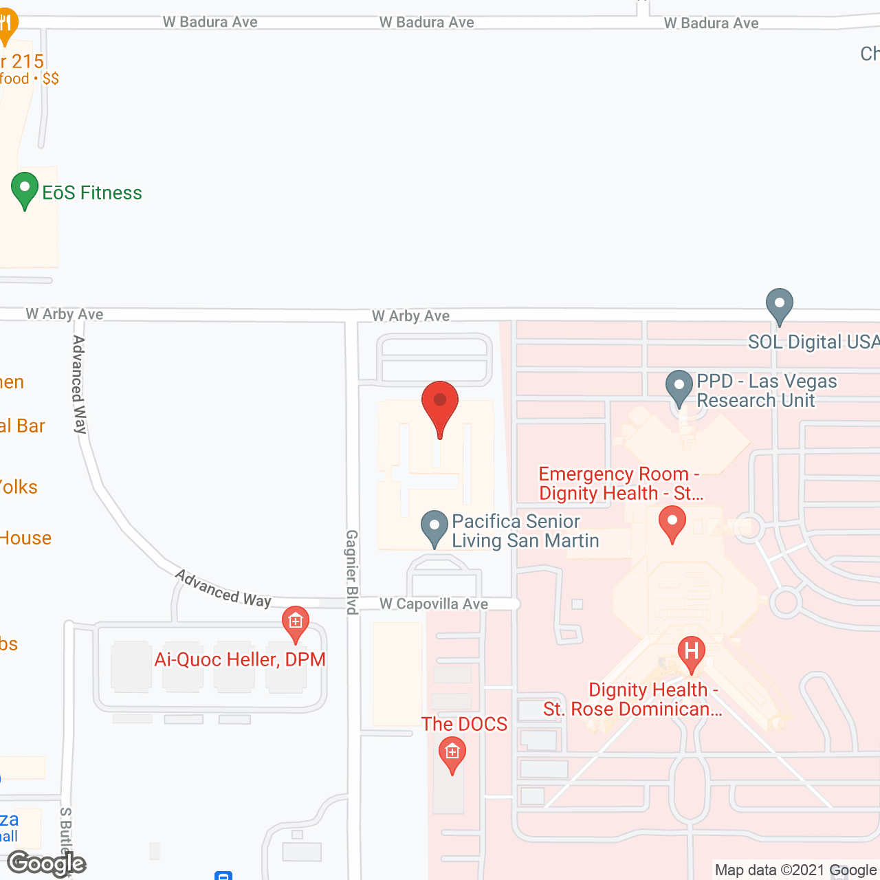 Map of the neighborhood around Pacifica Senior Living San Martin