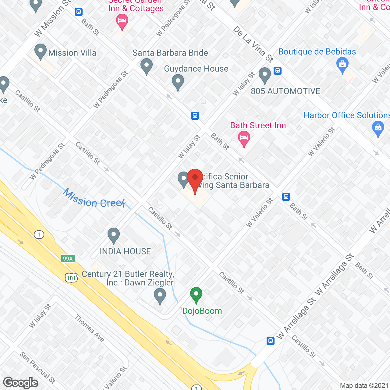 Map of the neighborhood around Pacifica Senior Living Santa Barbara