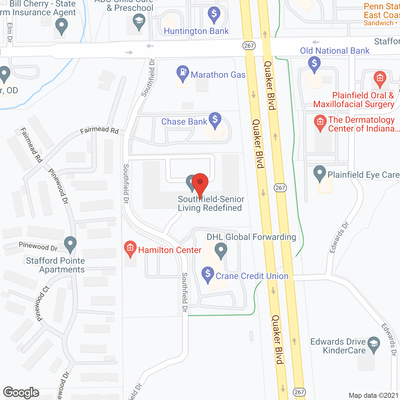 Map of the neighborhood around The Oaks at Plainfield