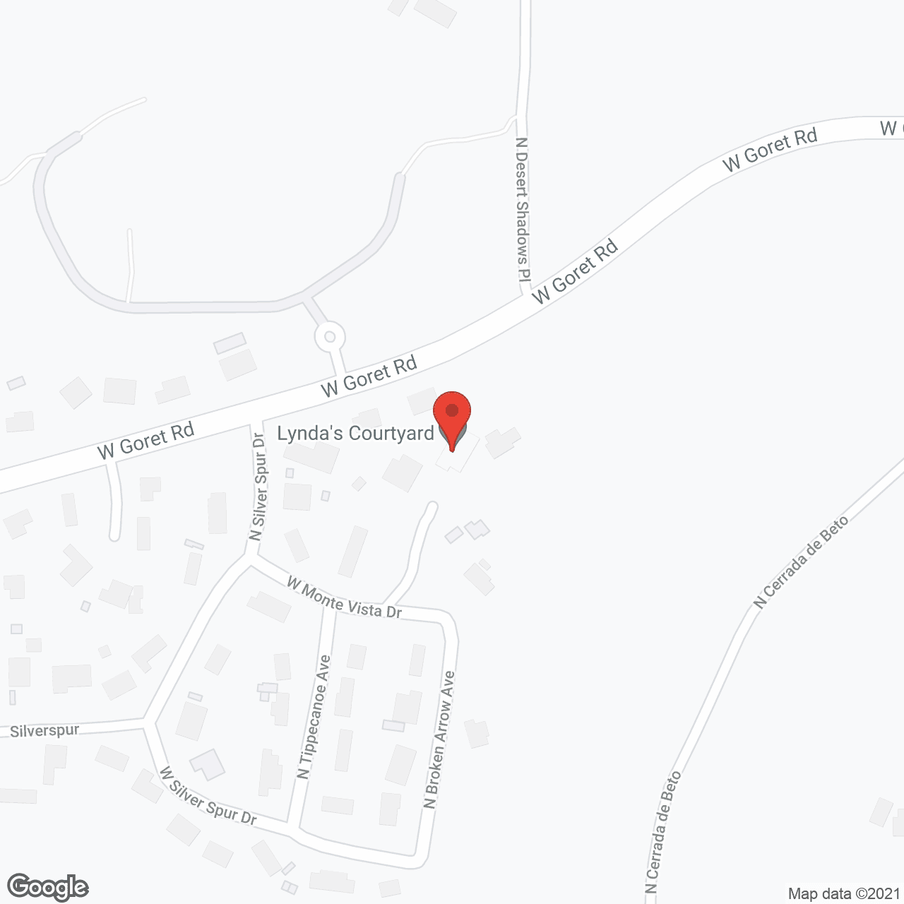 Map of the neighborhood around Lynda's Courtyard