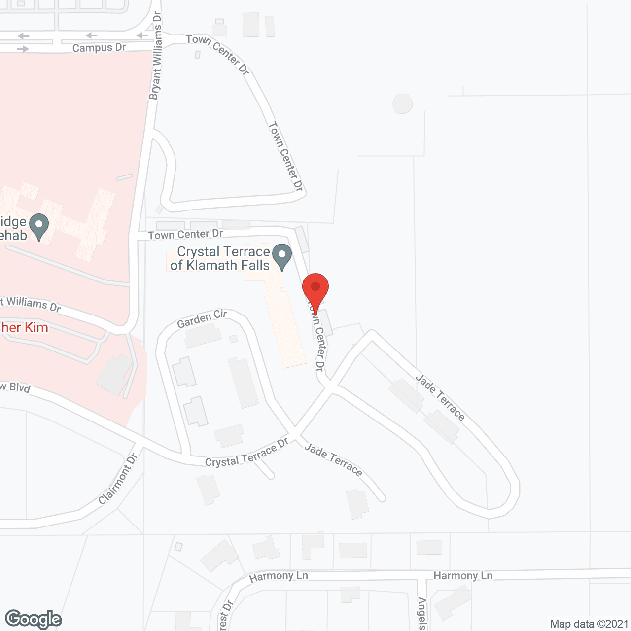 Map of the neighborhood around Crystal Terrace of Klamath Falls