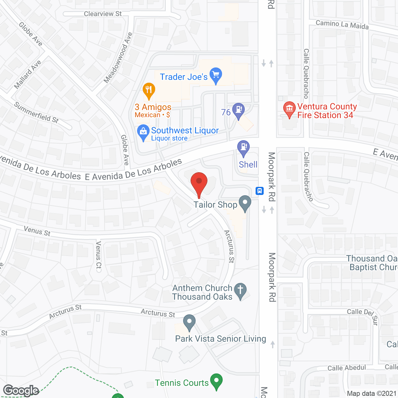 Map of the neighborhood around Park Vista at Thousand Oaks