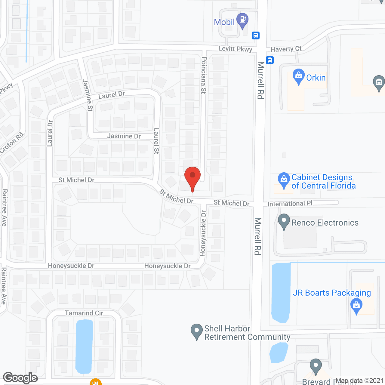 Map of the neighborhood around Shell Harbor Retirement Community