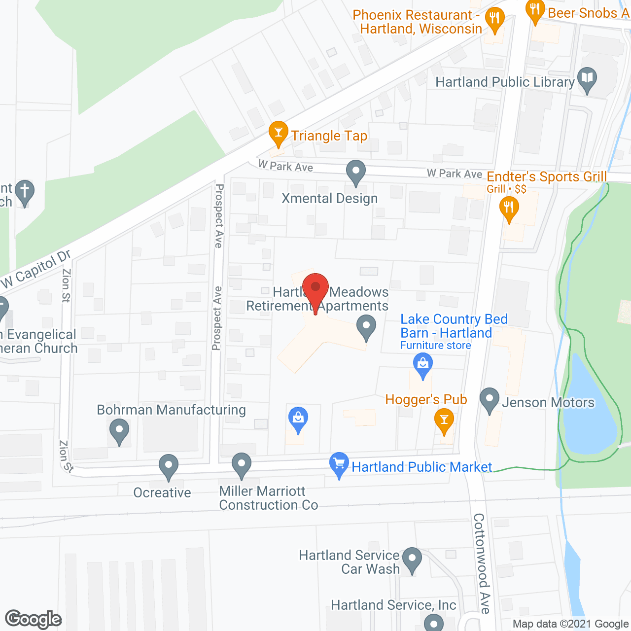 Map of the neighborhood around Hartland Meadows Retirement Apartments