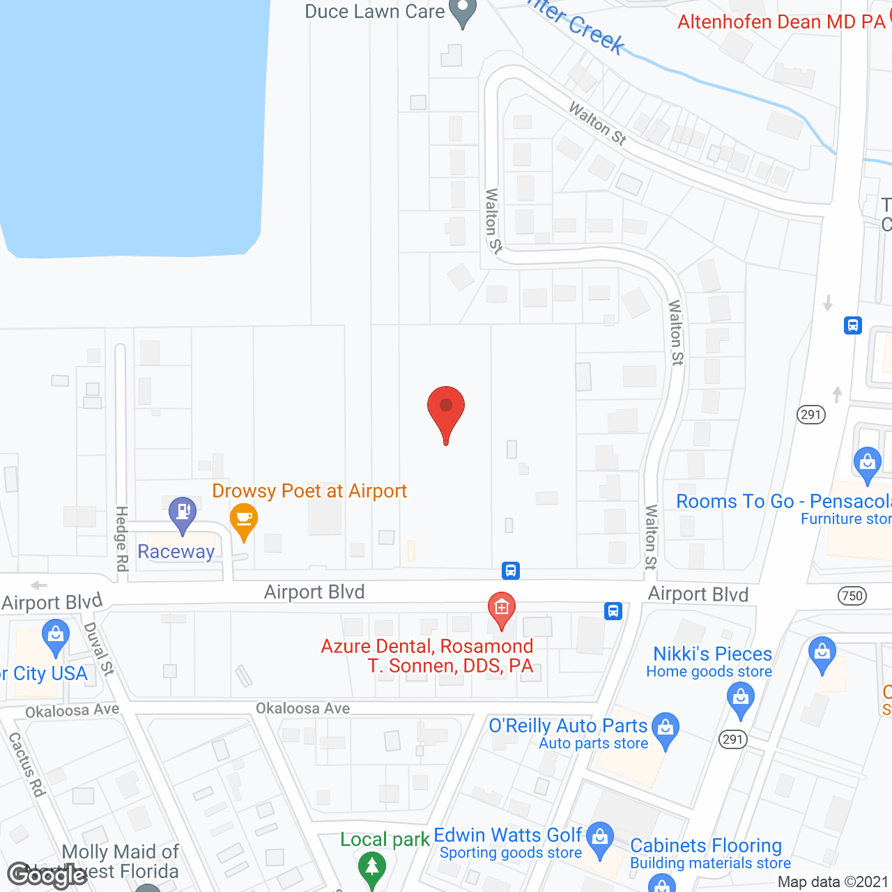Map of the neighborhood around The Blake at Pensacola