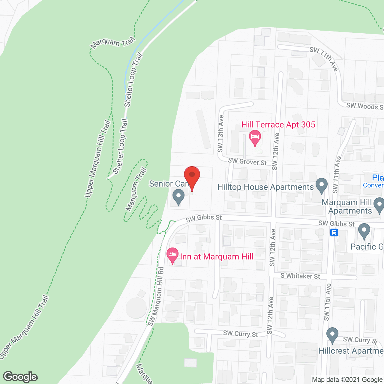 Map of the neighborhood around The Hill House, A Mental Health Community