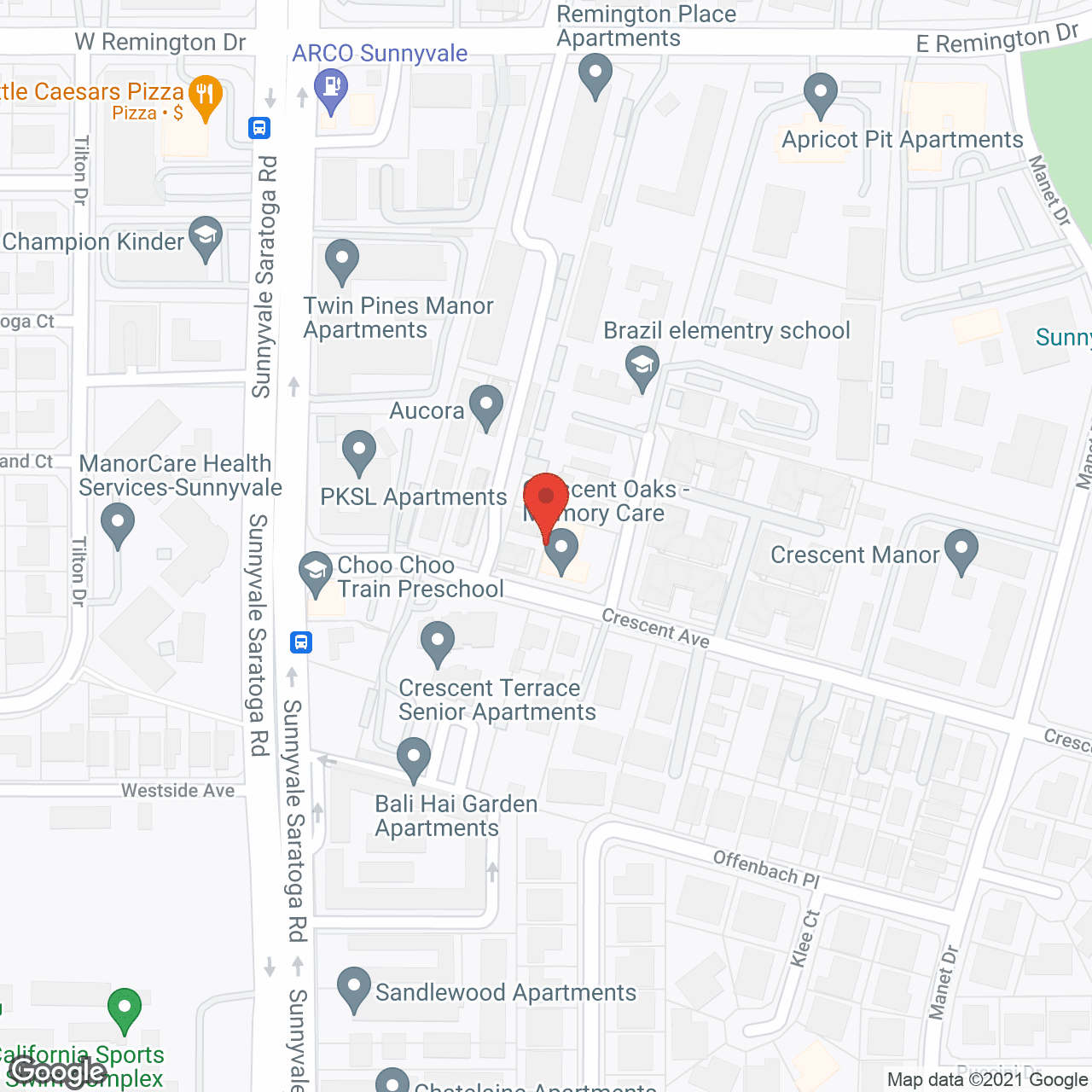 Map of the neighborhood around Crescent Oaks Memory Care