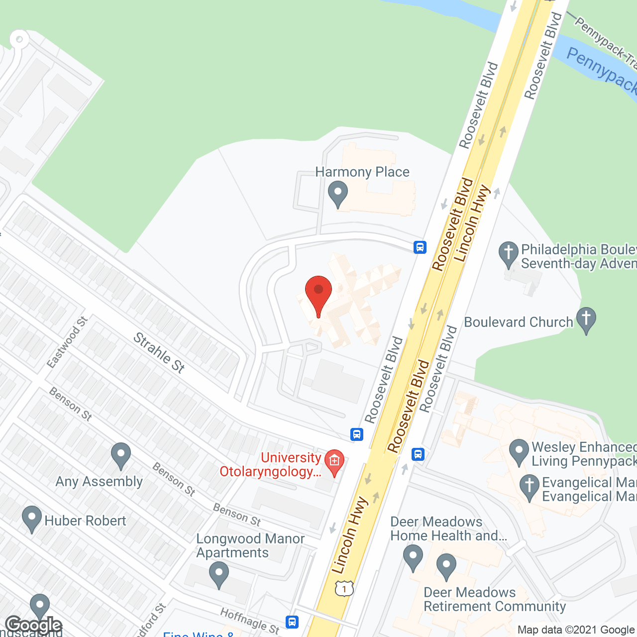 Map of the neighborhood around The Pines at Philadelphia