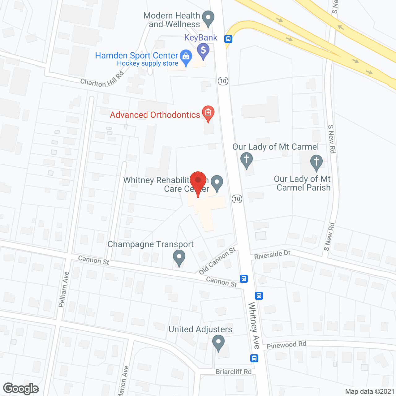 Map of the neighborhood around Whitney Rehabilitation Care Center