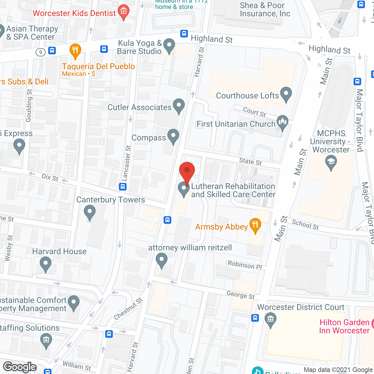 Map of the neighborhood around The Lillie Mansion at Lutheran
