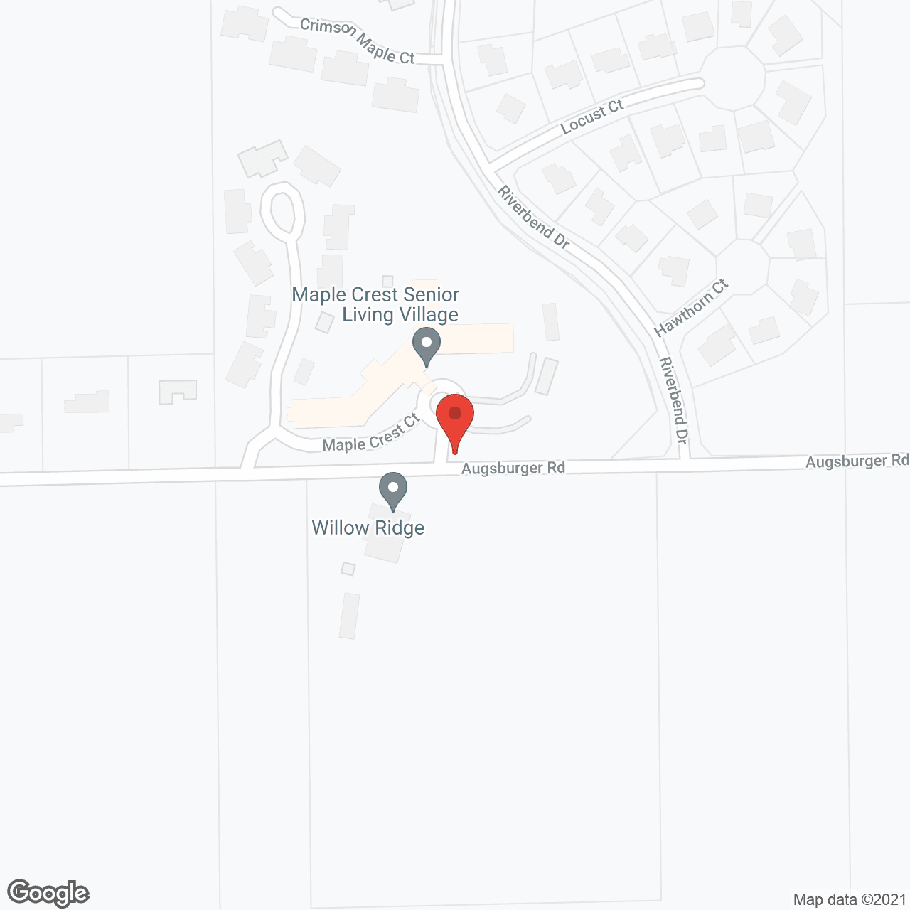 Map of the neighborhood around Maple Crest