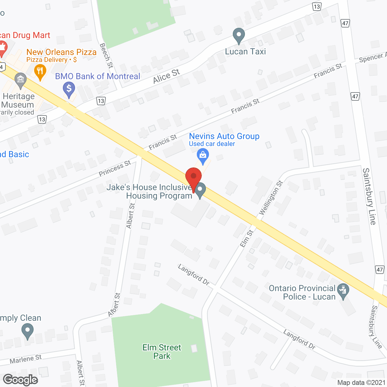 Map of the neighborhood around Prince George Retirement Residence